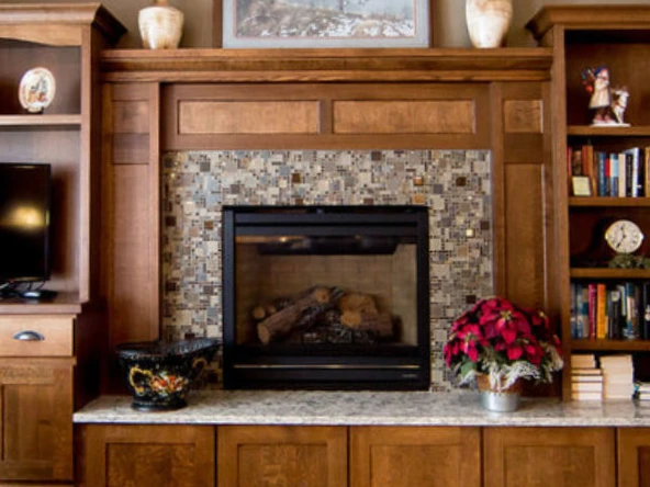 Stone fireplace install